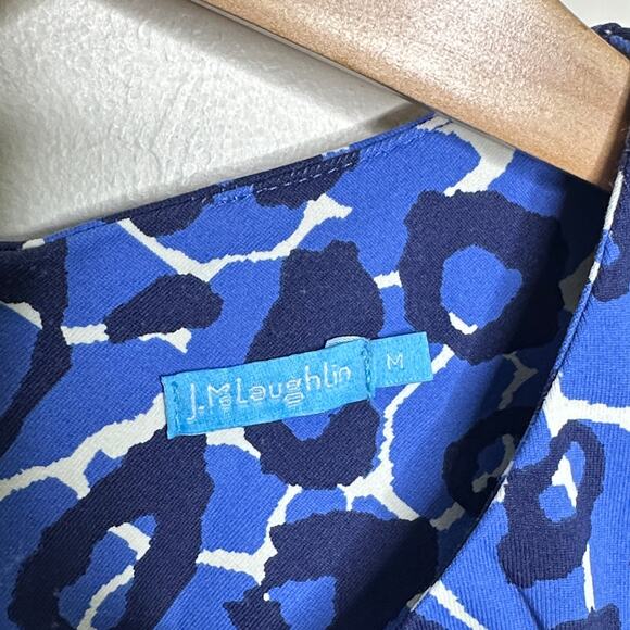 J. MCLAUGHLIN Sophia Dress Catalina Cloth Blue Animal Leopard Print Sz M {3S26} - Picture 4 of 5